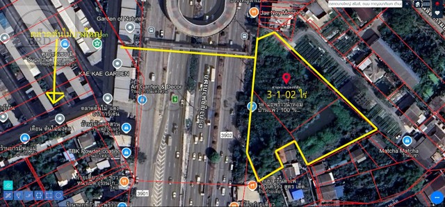 ขายถูกที่ดินทำเลทอง ถนนกาญจนาภิเษก เนื้อที่ 3-1-02 ไร่
